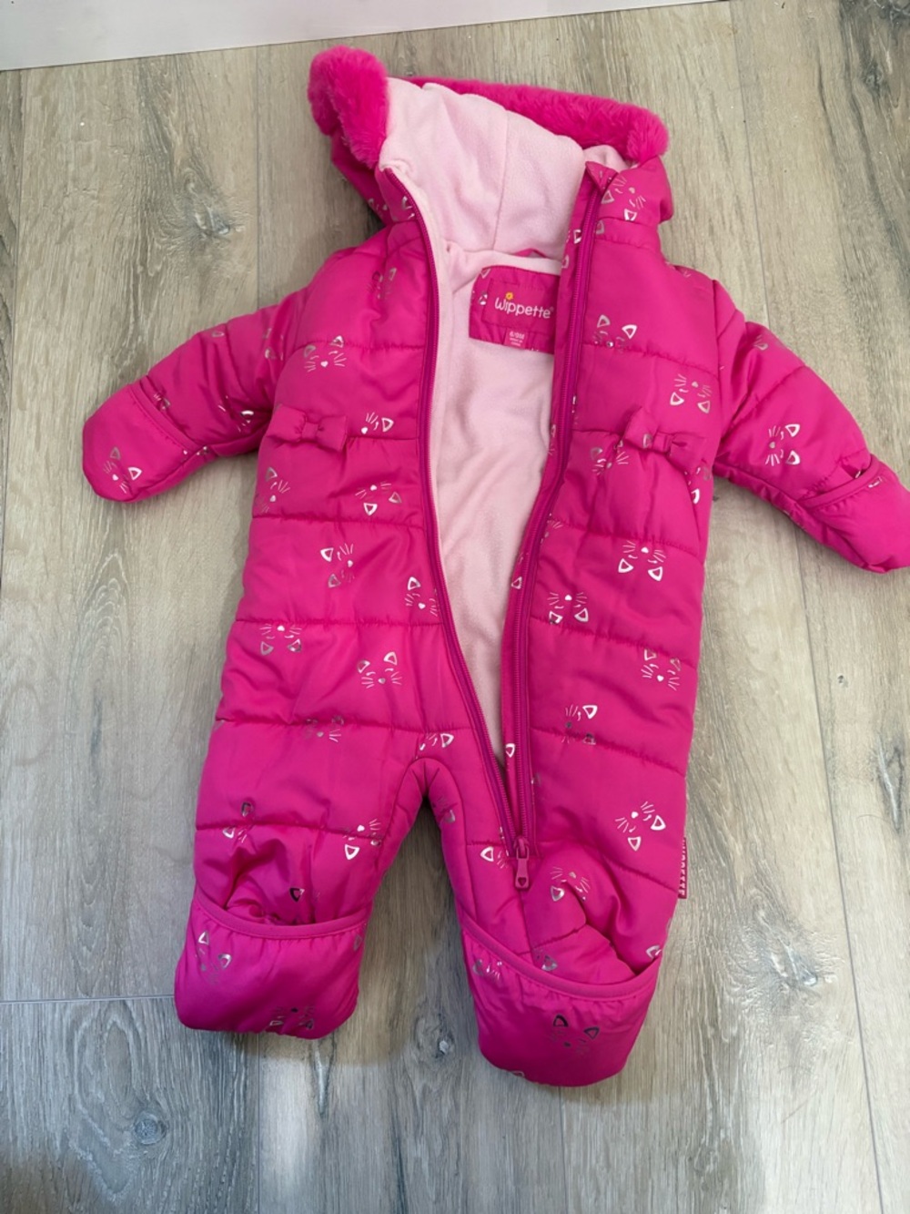 Wippette Hot Pink Infant Snowsuit with Silver Accents